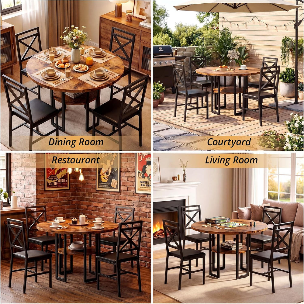 IRONCK Dining Table Set for 4, Round Dining Table and Chairs, Kitchen Table a...