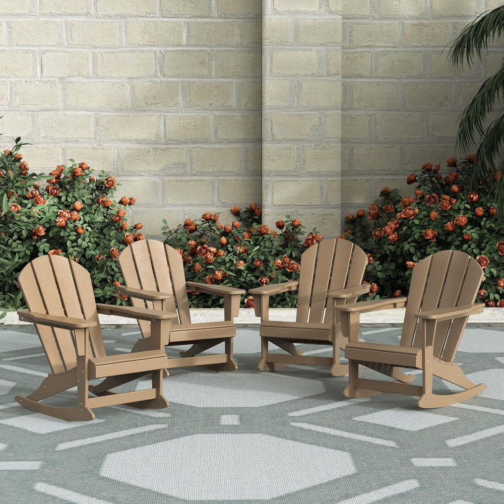 WO Home Furniture Patio Rocking Chair Set of 4 PCS Classic Outdoor HDPE UV We...