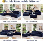 MAXYOYO 132" U Shaped Modular Sectional Sofa with 2 Ottomans, Cloud Boneless Couch with Layered Cushion, Flexible Module Combination Sofa for Living Room, No Assembly Required, Navy