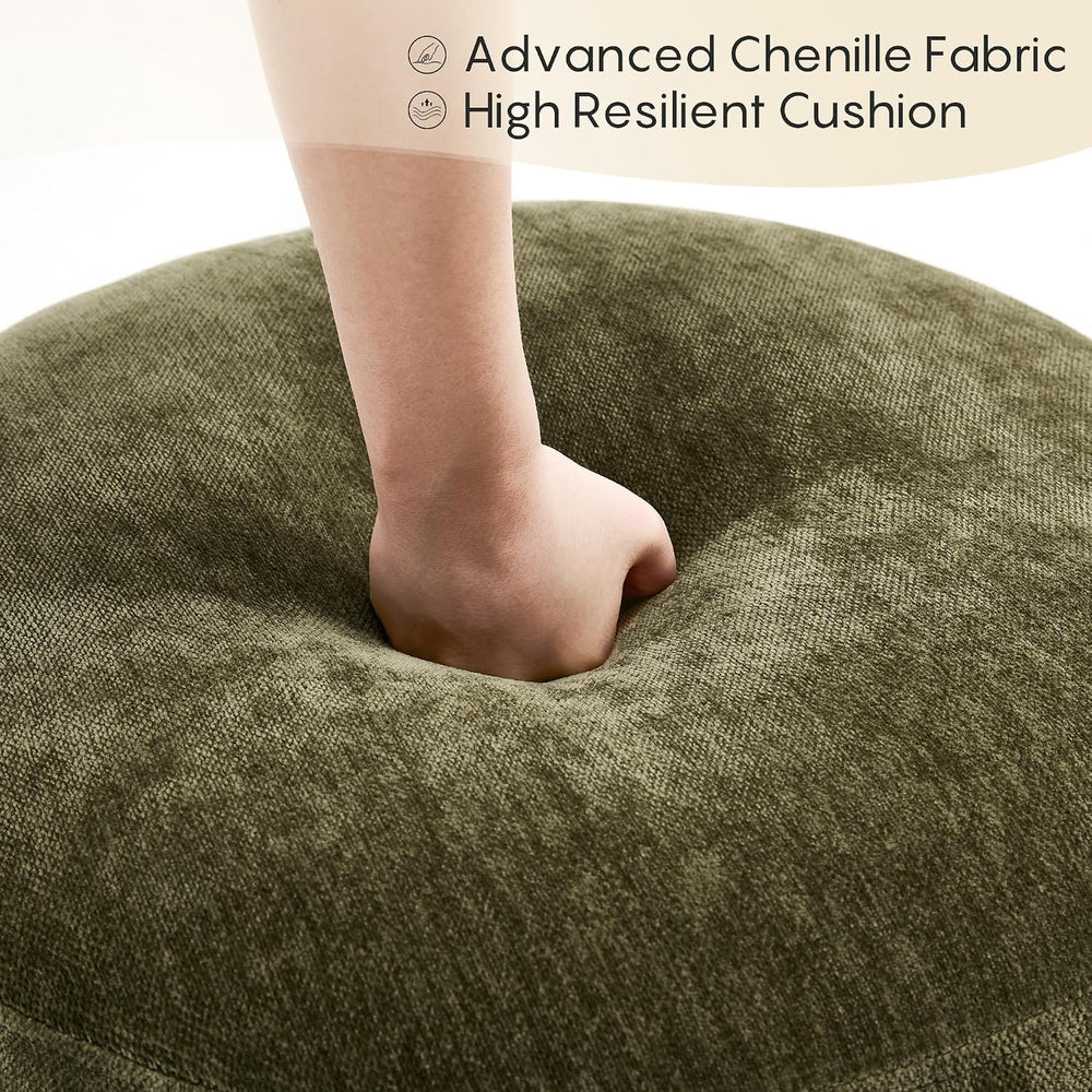 Flouki Pouf Ottoman Footrest, Foot Stools, Modern Round Upholstered Ottomans,...