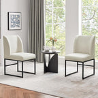 Yaheetech Upholstered Dining Chairs Set of 2 Modern Kitchen Chairs with Mid Back Padded Seat and Metal Legs for Dining Room, Living Room, Restaurant, Armless Design, Beige