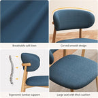 Kitchen Dining Chairs Set of 6 Modern Soft Linen Farmhouse Dining Room Chair with Metal Legs, Blue/Original