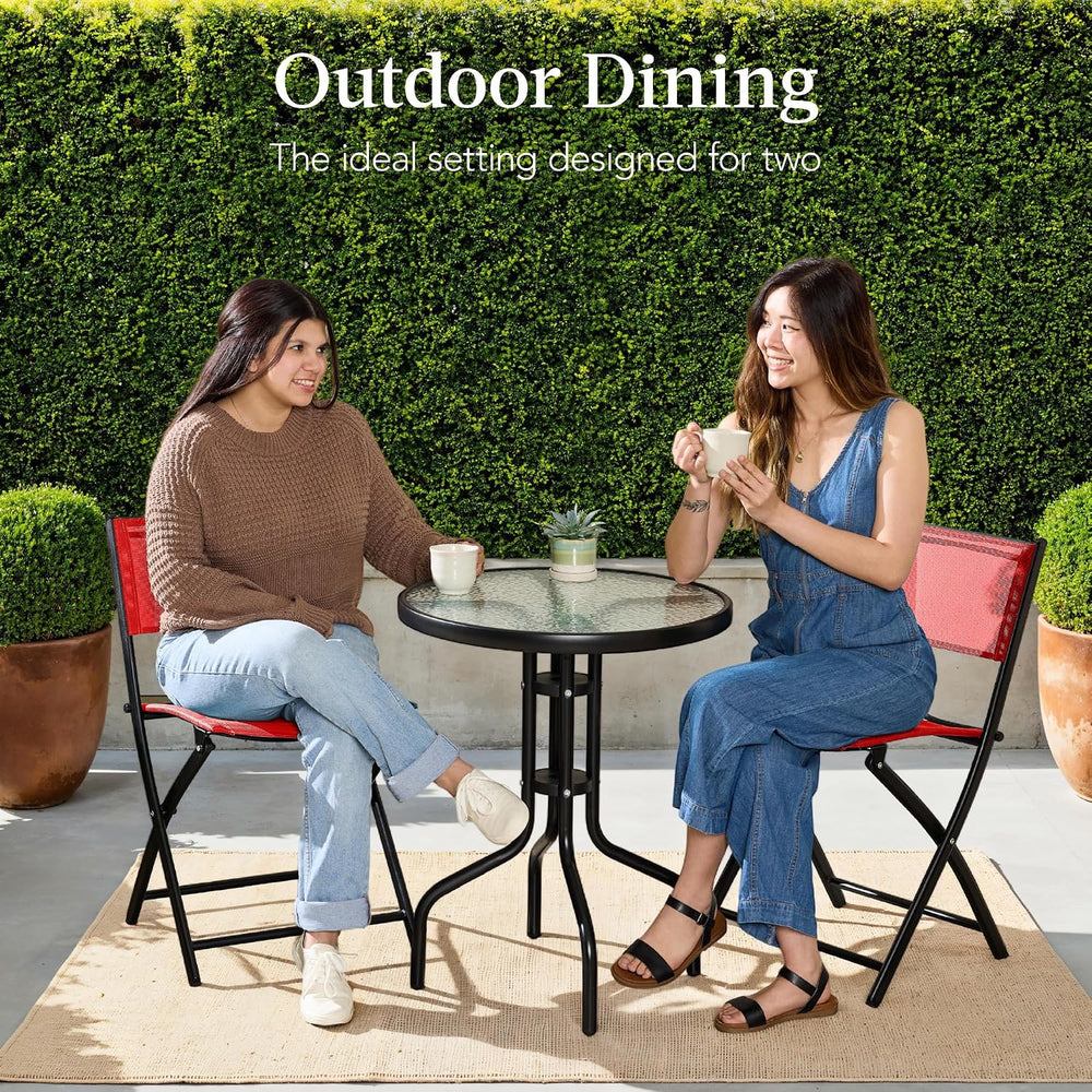 Best Choice Products 3-Piece Patio Bistro Dining Furniture Set w/Textured Gla...