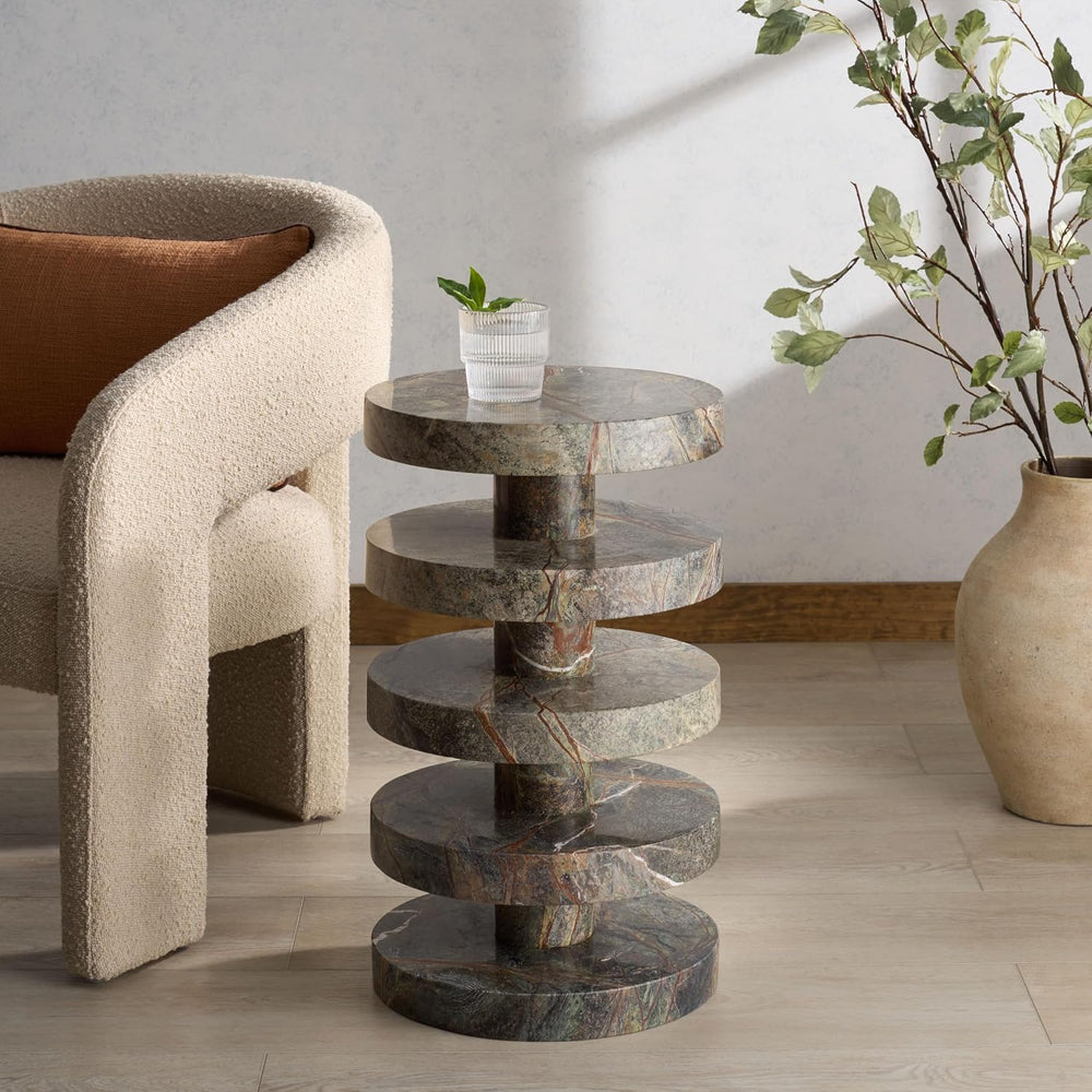 SAFAVIEH Couture Collection – Danny Green & Brown Stacked Round Marble Ac...
