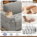 Hanherry Couch for Living Room, Modern Comfy Sofa with Medium Firm Seat Cushion, Removable Cover,Wide Armrest,USB/Type-C Port,Chenille Fabric Couches for Small Space,Apartment (Gray, 89 inch)