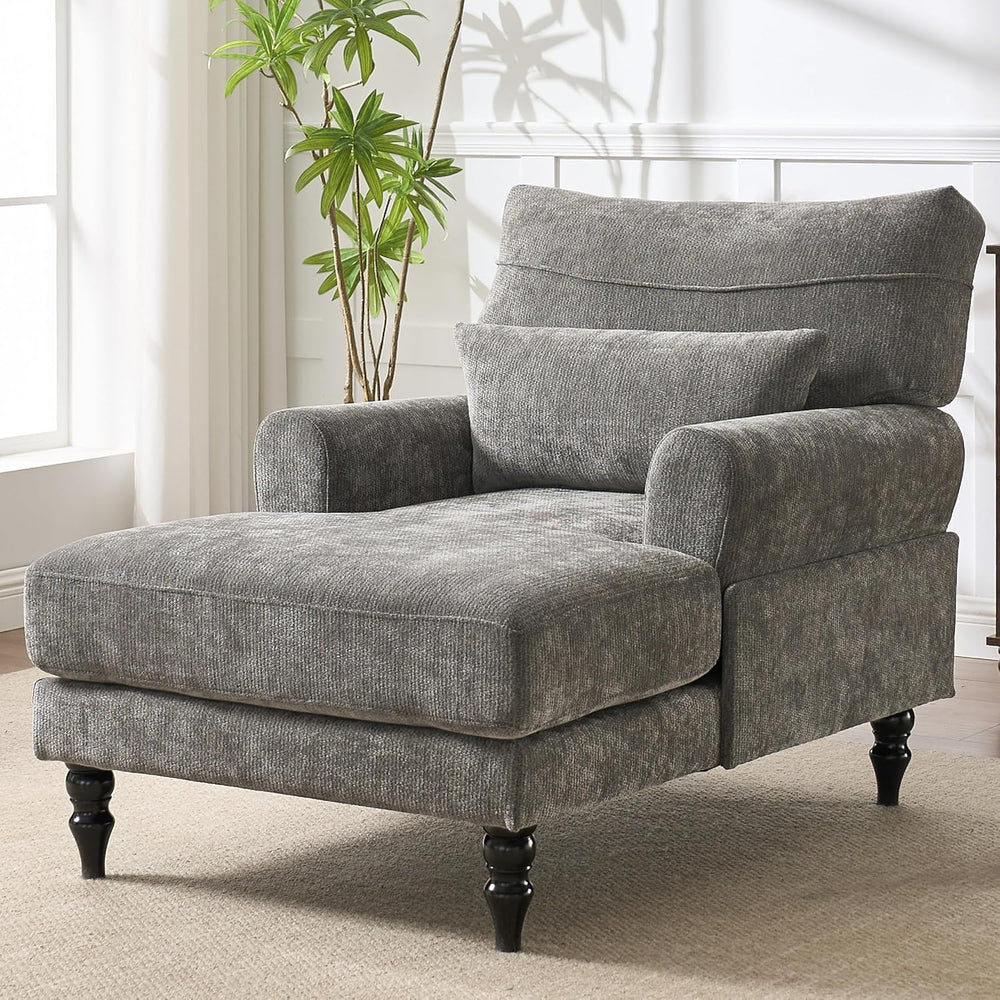 KEIKI Chaise Lounge Chair Indoor, Modern Leisure Sleeper Sofa Chair w/Double ...