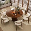 Kitchen Dining Chairs Set of 6 Modern Upholstered Leather Farmhouse Dining Room Chair with Metal Legs, Walnut/Beige