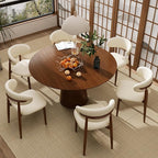 Kitchen Dining Chairs Set of 6 Modern Upholstered Leather Farmhouse Dining Room Chair with Metal Legs, Walnut/Beige
