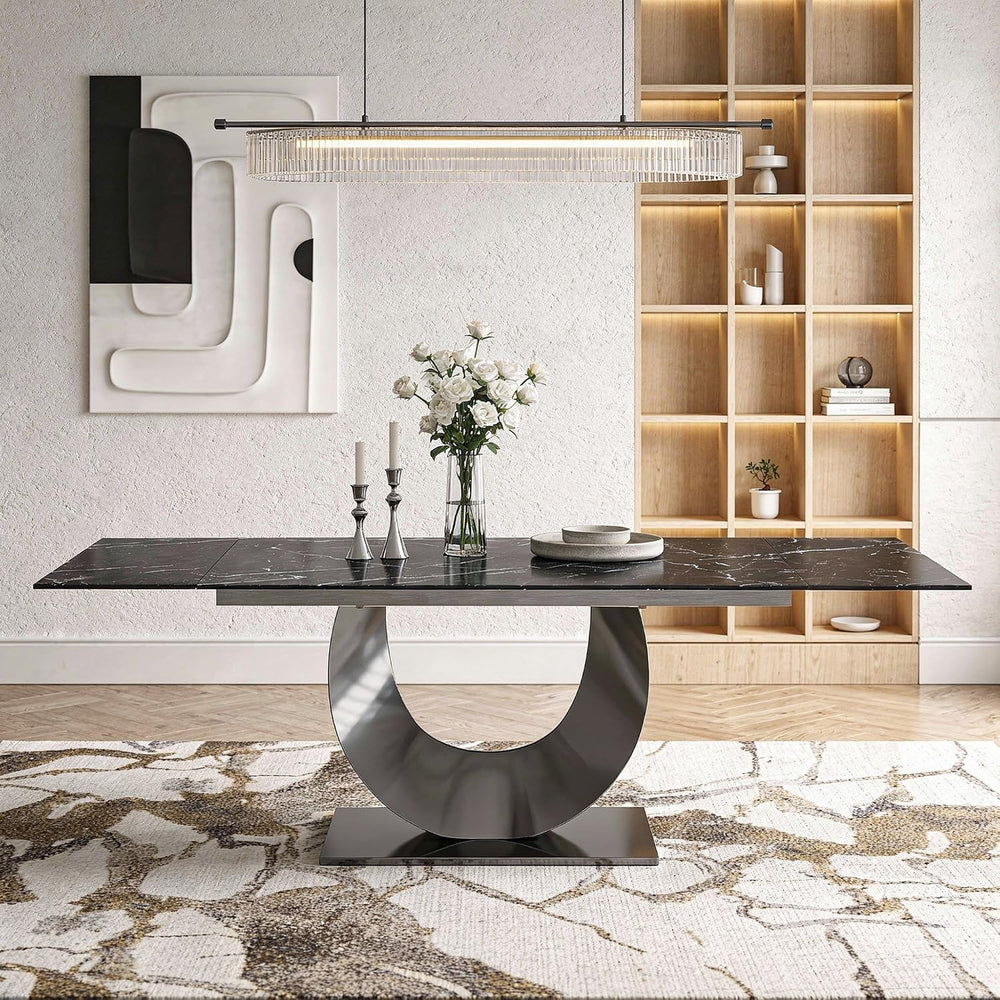 Modern Expandable Dining Table 62.99" to 94.48", 6-10" Marble ...