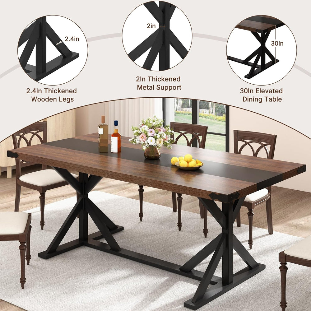Hlivelood 71 Inch Dining Table for 6 People, Rectangular Kitchen Farmhouse Ta...