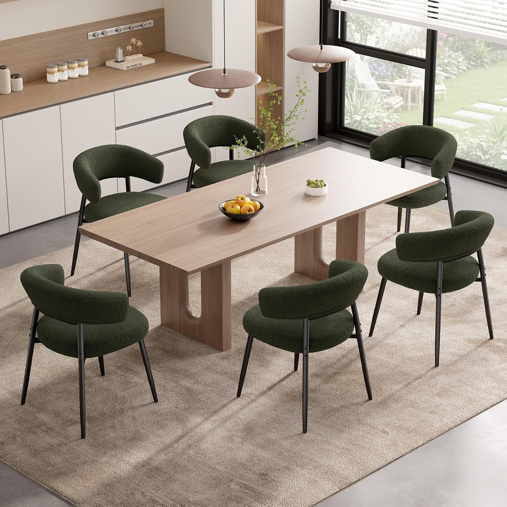 Dining Chairs Set of 6, Mid Century Modern Kitchen Chairs, Boucle Upholstered...