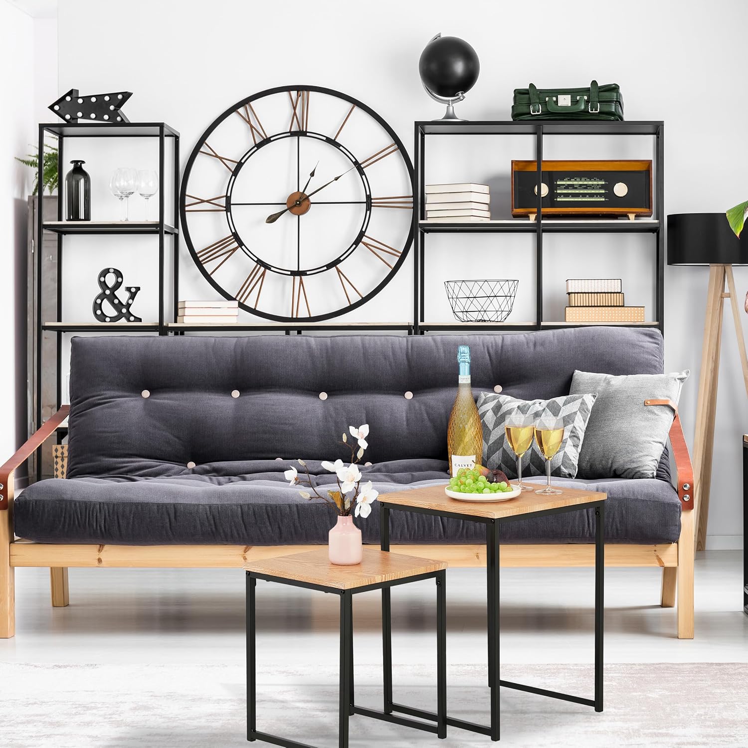 Relaxdays Side Table Set of 2, Black, 54 x 40 x 40 cm