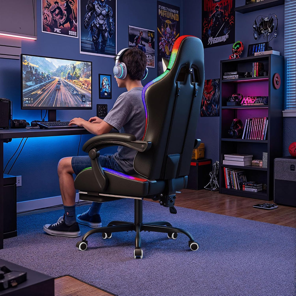 Homall Gaming Chair, Video Game Chair with Footrest and Massage Lumbar Suppor...