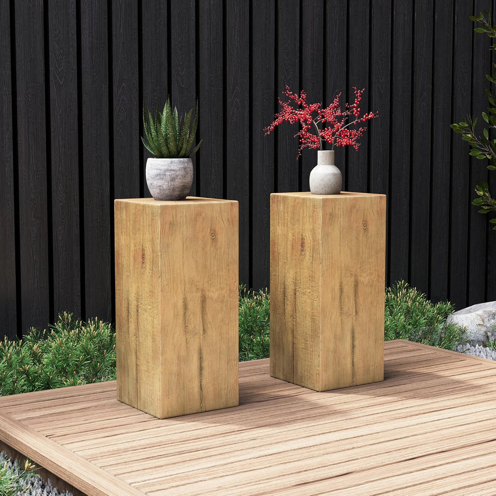 JIJIWANG 33.75" Square Living Room Side Table,Wood-Like Distressed Finis...