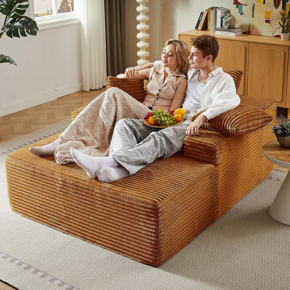 LUCKHAO 50" Oversized Chaise Lounge Chair Indoor,Corduroy Reading Chair ...