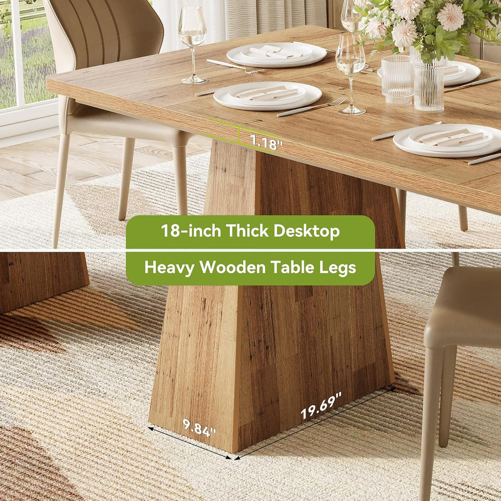 LITTLE TREE Dining Table for 6 People, Wooden Dining Table, Rectangle Table w...