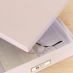 BIGSO OSKAR A4 Document Box - Storage Box with Lid and Handle - Desk Tray for Paper, Brochures & Documents - Shelf Storage Box Made of Fibreboard and Paper - Pink