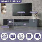 78.7" Modern TV Stand for 55/65/75/85 inch TVs, Grey Media Console Table with Large Drawers Storage, Entertainment Center with Cable Management for Living Room Apartment (B-78'' TV Stand)