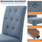 Upholstered Dining Chairs Set of 6, Modern Fabric Kitchen Side Chairs with Sturdy Wood Legs, Parsons Design, Comfortable Soft Linen for Dining Room, Restaurant, Cafe, Blue