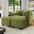 58" Cloud Couch Loveseat, Deep Seat Modular Sectional Sofa with 4 Removable Washable Pillows and 2 Ottoman for Living Room, Bedroom, Apartment, Green