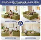 MAXYOYO L Shape Sectional Sofa Couch and Round Chaise Lounge, Modern Cloud Couch with Ottoman, Comfy Sofa with Layered Cushion, Tufted Upholstered Sleeper Chair for Living Room, No Assembly Required
