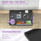 ANYHI Bedside Shelf for Dorm Room Bunk & Top Bunk, Aluminum Clip On Nightstand, Floating Bed Shelf, Hanging Table, Bed Side Shelf with Cup Holder, 6 Hooks, College Dorm Room Essentials, Black