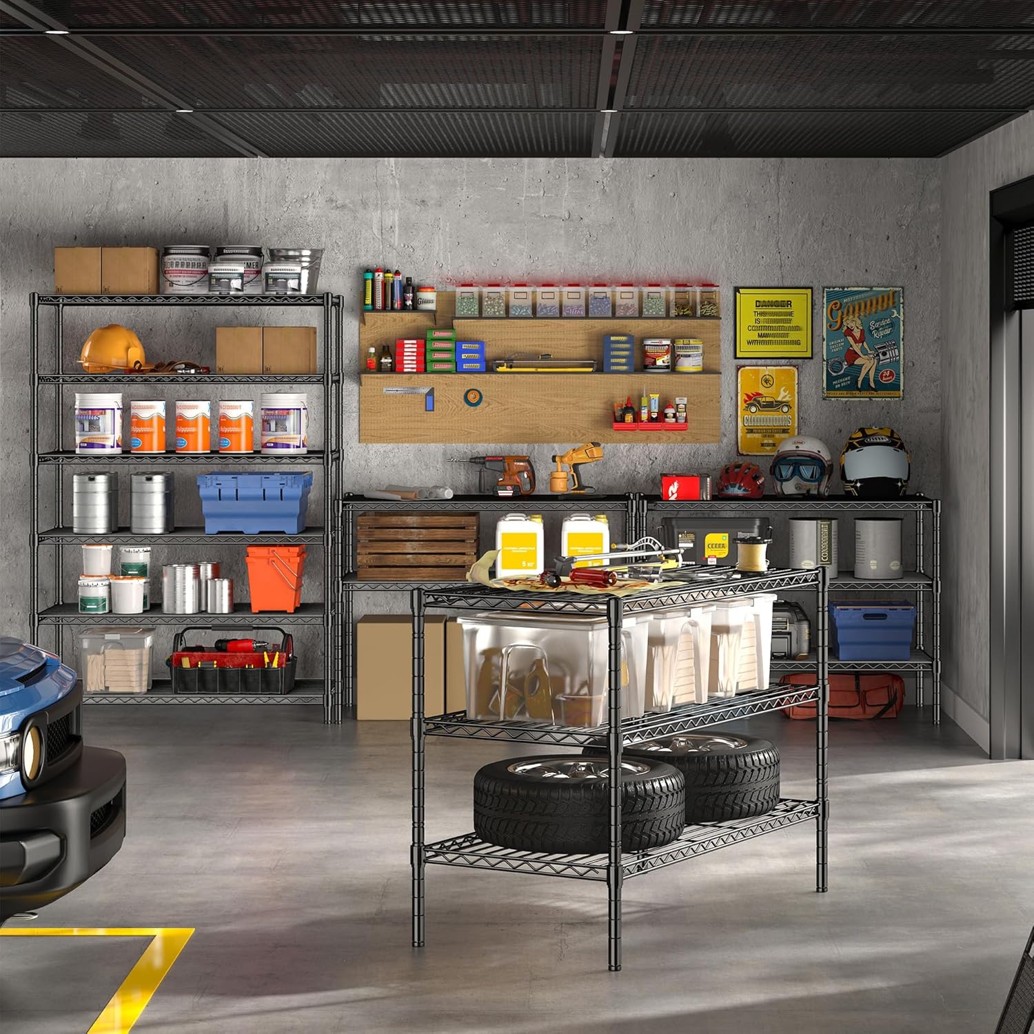 6Tier Metal Shelving Unit Storage Shelves. 1200LBS Wire Shelving Rack Heavy Duty, 75H Adjustable Pantry Shelves, Metal Shelf for Garage Shelving, Closet Shelves,Kitchen, 75" Hx 36" Wx 18" D