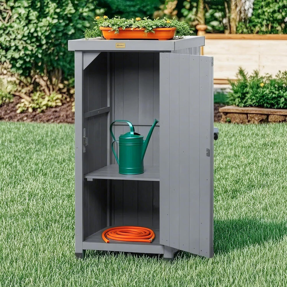 HABAU Outdoor Storage Cabinet for Patio, Garden Potting Bench Table with Shel...