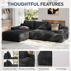 Yaheetech 110" Sectional Sofa Boneless Couch with Chaise, Dark Gray | Sectional Sofa Cloud Couch Corduroy Modular L-Shape Couch No Assembly Sofa with Detachable Pillow for Living Room Guest Room