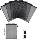 TecUnite 10 Pcs Mesh Bags Drawstring Laundry Bags Large Nylon Mesh Gift Dishwasher Bag with Sliding Drawstring for Kitchen Jewelry Gifts Wedding Favor Home(12 x 16 Inch,Black)