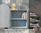 32-Inch 2-Tier Metal Bookcase, Open Shelf Storage Organizer for Living Room, Bedroom, Side Table or Nightstand Use, Modern DIY Assembly, Blue
