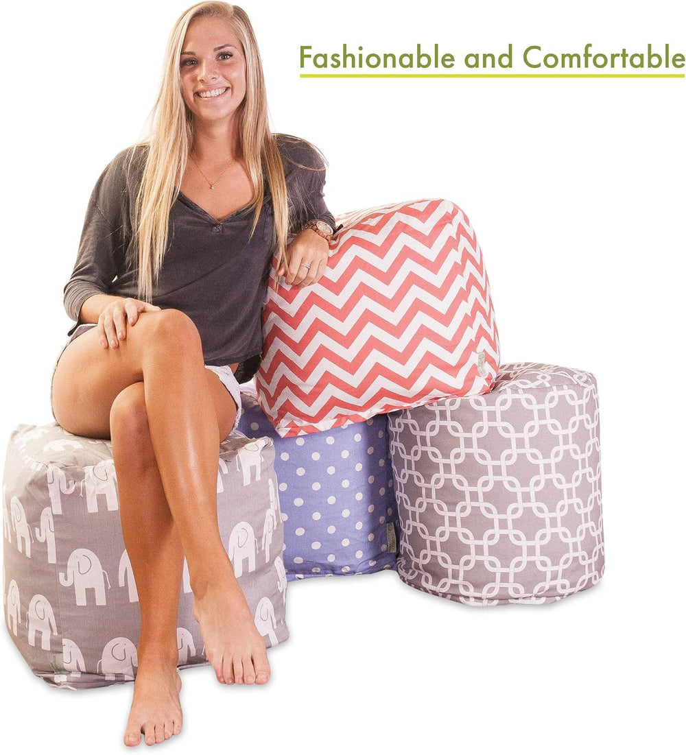 Majestic Home Goods Navy Blue Plantation Indoor/Outdoor Bean Bag Ottoman Pouf...