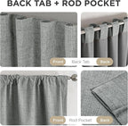 Joydeco Blackout Curtains for Bedroom - 100% Light Blocking 2 Panels Light Grey Drapes 37" W x 63" L, Thermal Insulated Room Darkening Curtains, Linen Textured for Living Room, Rod Pocket & Back Tabs