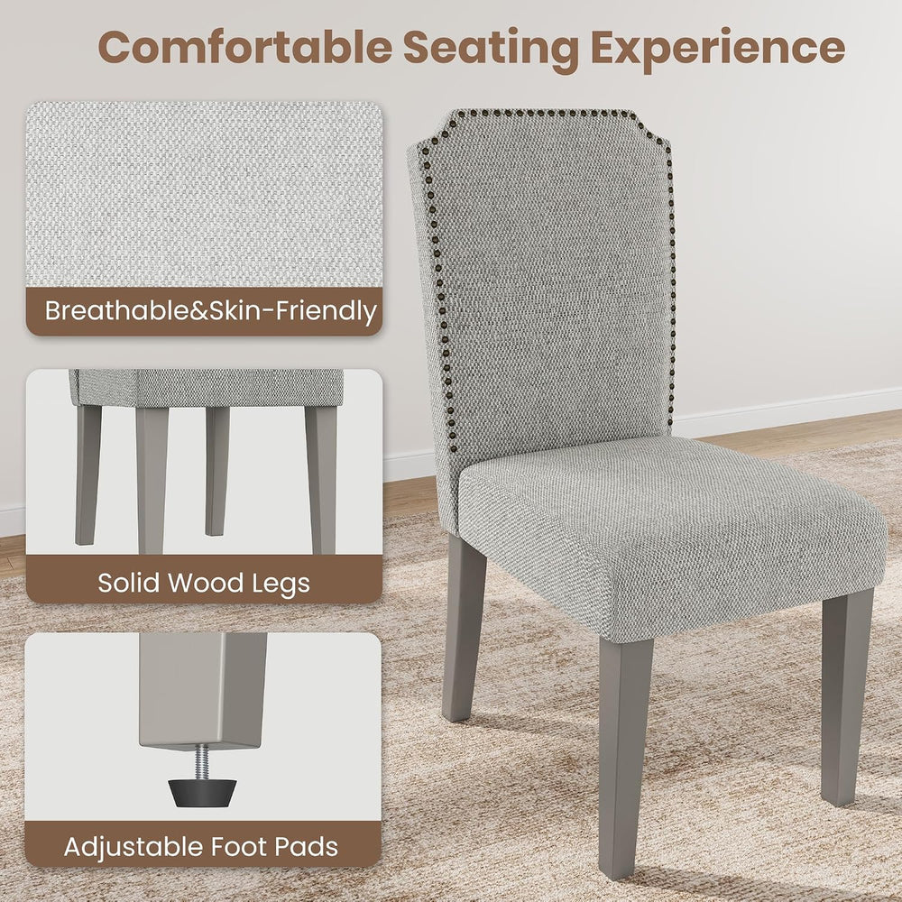 GarveeHome Upholstered Dining Chair Set, Solid Wood Chairs with Solid Wood Le...