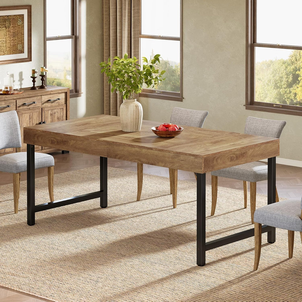 Tribesigns Farmhouse Dining Table for 4-6 People, 55 Inches Industrial Rectan...