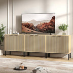 TV Stand for 100" TV, Mid Century Modern 94.5'' Television Stand, Entertainment Center with Storage and Adjustable Shelves, Media Console TV Cabinet for Living Room