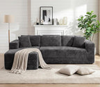 Vongrasig 103" Boneless Couches for Living Room,Sectional Couches Modular Sofa with L-Shaped Chaise, Memory Foam Comfy Cloud Couch with Plush Corduroy Fabric, No Assembly Required, Dark Grey