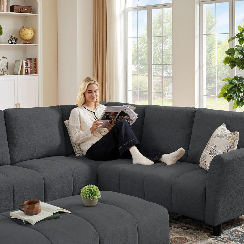 102" Convertible Sectional Sofa Couch, L Shaped Couch with Back Cushions...