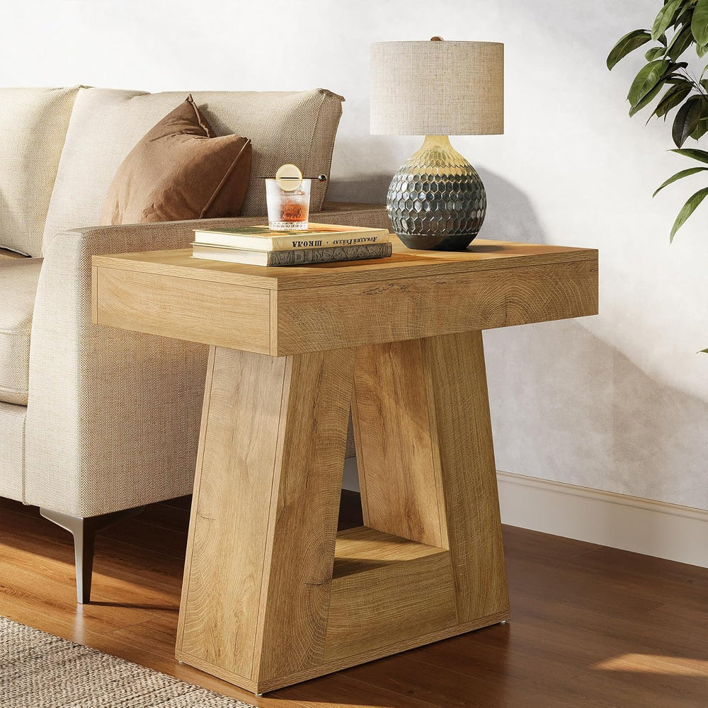 Tribesigns 24" Modern Side Table, 2-Tier Narrow Wooden End Table with Tr...