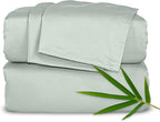 Split King Sheets by Pure Bamboo, Genuine 100% Organic Viscose Derived from Bamboo Bed Sheet Set, Soft & Cooling, Double Stitching *Not for Split Top (Split King, Sea Glass)
