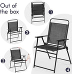 Yaheetech Outdoor Patio Chairs Set of 2, Folding Patio Chairs with Metal Frame, Armrests, Portable Dining Chairs for Camping, Lawn, Garden and Porch, Black