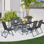 Yaheetech Patio Folding Dining Chairs Set of 2, Stackable Outdoor Lawn Chairs with 8 Adjustable Back Positions and Armrest for Garden, Lawn, Yard and Beach, Dark Gray