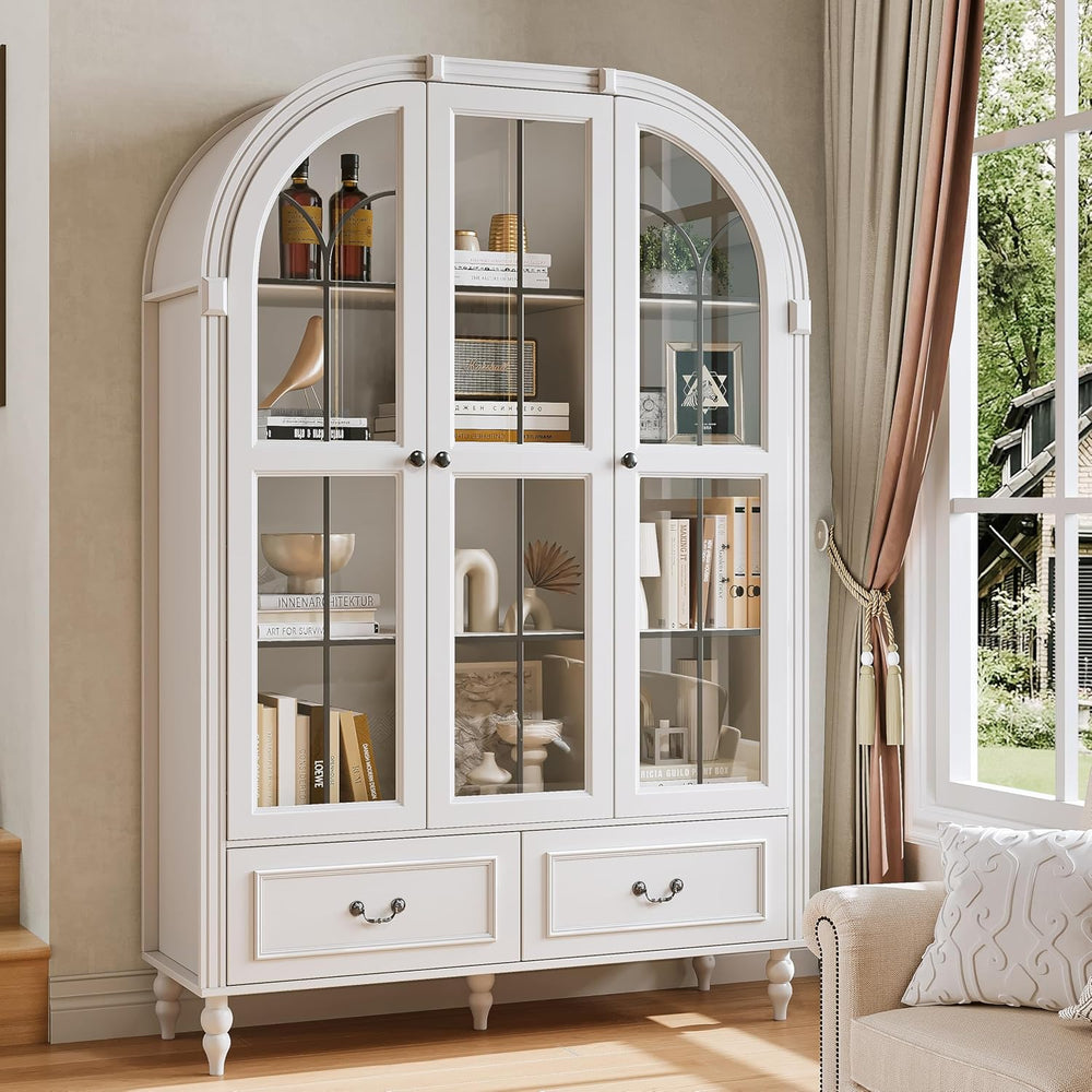 70.8'' Tall Arched Kitchen Pantry Cabinet, Large Farmhouse Storage Ca...