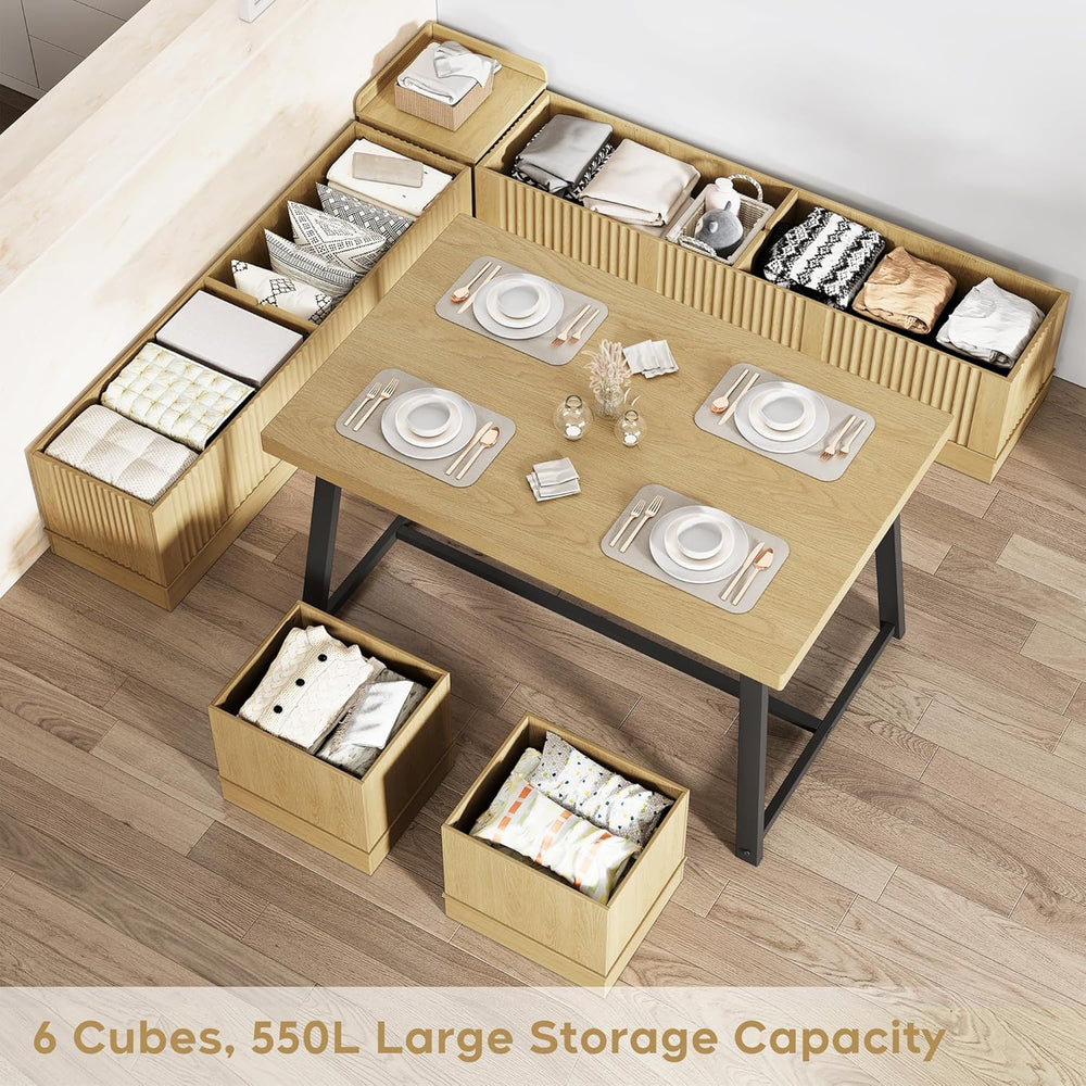 Brafab Corner Dining Table Set, 43 Inch Breakfast Nook Table Set with Bench w...