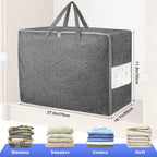 3Pack 105L Extra Large Storage Bags, Folding Comforter Blanket Storage Bags Closet Organizers and Storage Containers for Clothes with Strong Handles&Zippers Clear Window for Bedding Pillow Black