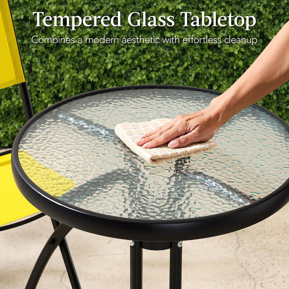 Best Choice Products 3-Piece Patio Bistro Dining Furniture Set w/Textured Gla...