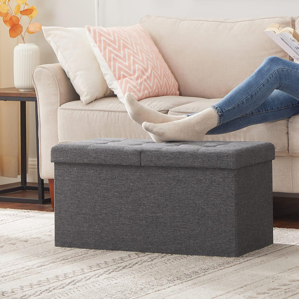 SONGMICS MAZIE Collection - 30 Inches Storage Ottoman, Foldable Storage Bench...