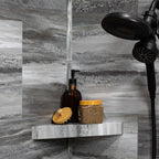 Palisade Vinyl Waterproof Corner Shower Shelf in Hermitage Granite/Urban Cliff