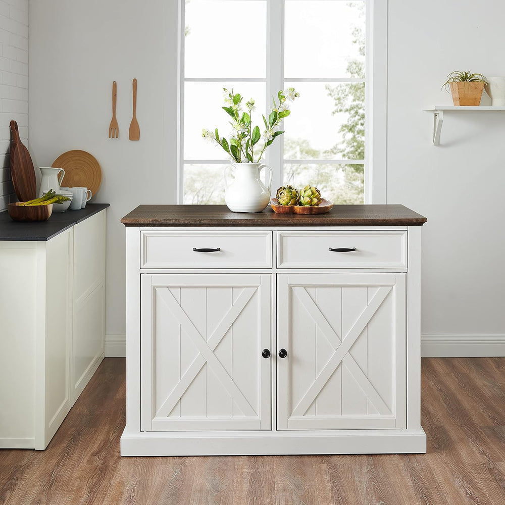 Crosley Furniture Clifton Kitchen Island with Storage Drawers and Shelves, Mi...
