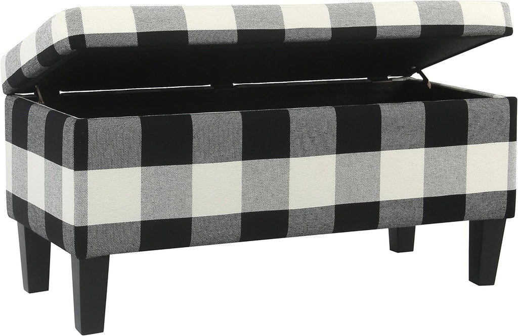 HomePop 36" Storage Ottoman Bench with Hinged Lid - Black Buffalo Plaid